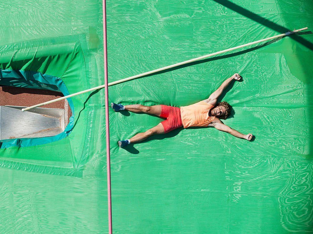 Réception saut en hauteur matelas